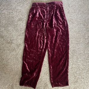 Madewell Tapered Velvet Pants - Maroon